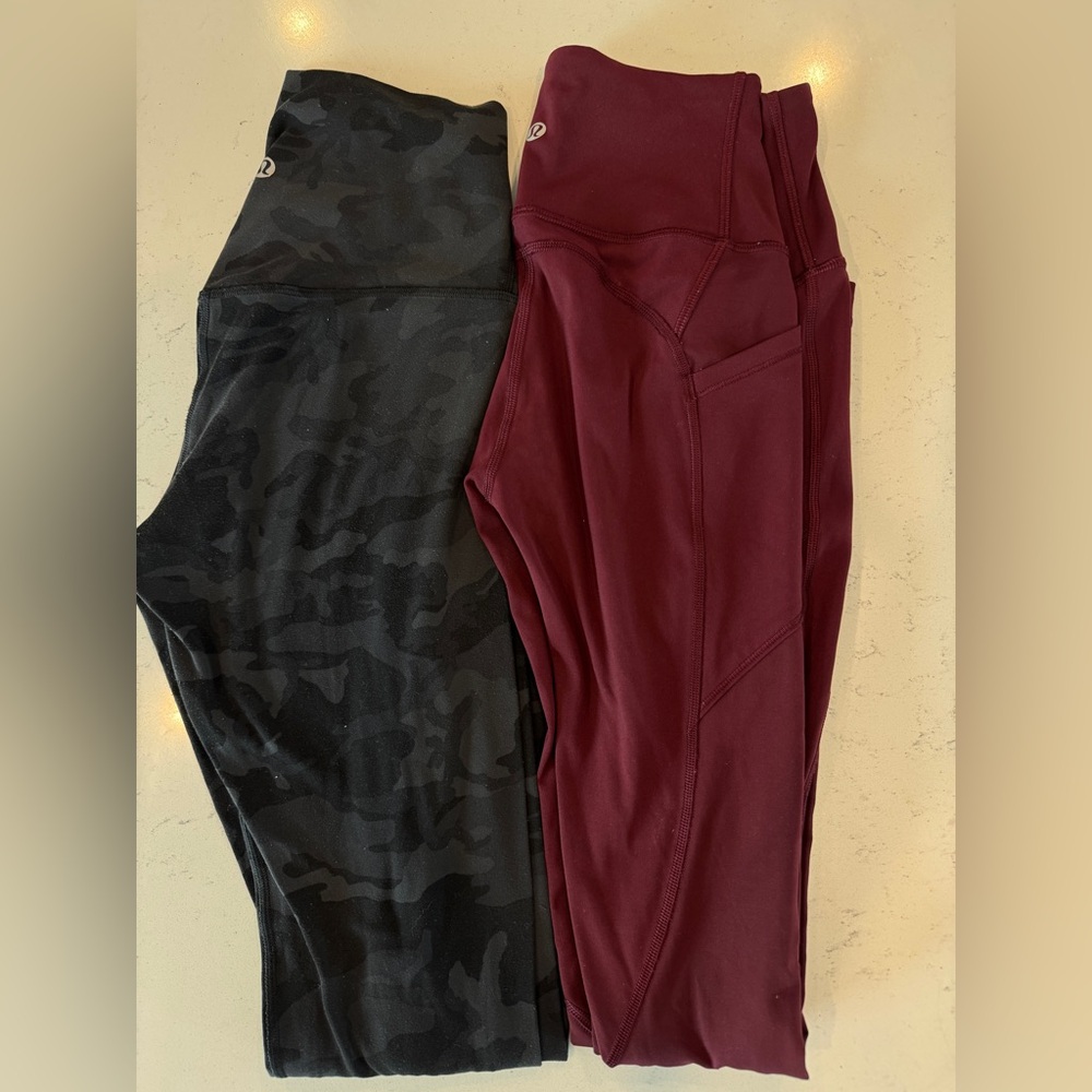 lululemon athletica High-Rise Leggings Pair - Black Camo & Burgundy 28” inseam